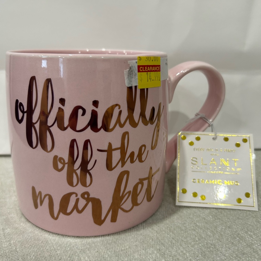“Officially off the Market” pink ceramic mug